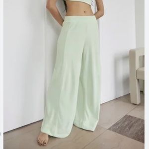 Light pastel green wide leg lounge pants